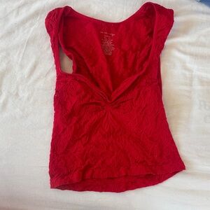 Free People Vibrant Red Lace Blouse